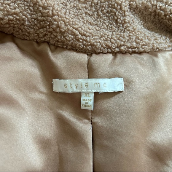 Style Me Teddy Trench Coat in Tan Women’s Size XL Faux Shearling Brown Old Money - Picture 4 of 5